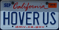 CA license plate HOVER US